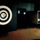 Installation shot of A House Divided at Ars Electronica, Bruckner Haus Linz, Austria, 1988. 