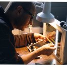 Leon Cmielewski, the artist shown using the scanner during the production of 'Dream Kitchen', 