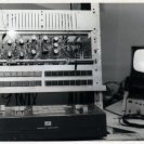 Close up of the video synth, video mixer and support equipment used for the SPK recordings.