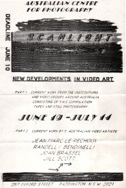 Announcement for the SCANLIGHT exhibition held at the Australian Centre for Photography, June 19 - July 14, 1985. scanlight_acp_announcement_1985_1000h.jpg