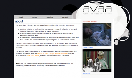 The Australian Video Art Archive (AVAA)