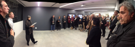 Scanlines launch at the MCA, L-R John Gillies, Ross Harley, Bernice Murphy, David Perry and audience.